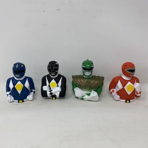 Vintage Lot Of 4 Power Rangers 1994 Bottle Topper Vinyl Figures Avon Rare HTF