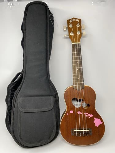 Sweet 21" Mahogany with heart hole & heart carved Soprano Ukulele + Carrying bag