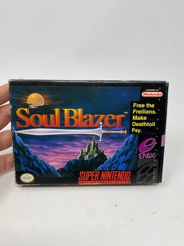 Soul Blazer SNES Complete CIB Complete Game Box Manual Poster Authentic Tested