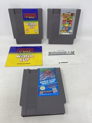 Lot Of 3 Nintendo NES Carts Superspike Cup Track Field II World Class Ships Fast