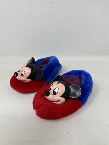Mickey Mouse Vinyl Head Slippers Vintage 80s 90s Baby/Toddler Size 1-2 Pagoda