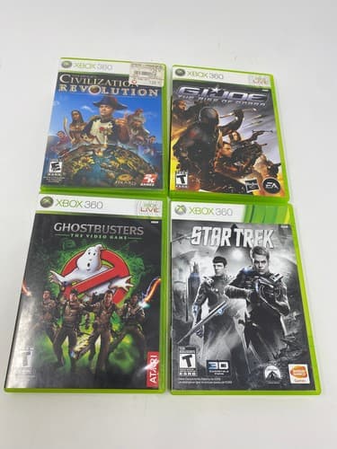 Lot of 4 Xbox 360 GI Joe Ghostusters Star Trek Civilization Video Games