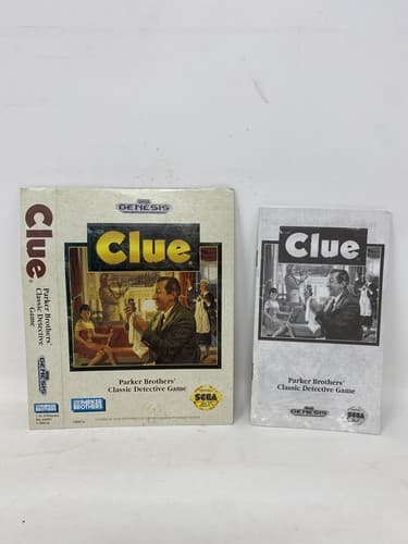 CLUE - Unfolded Box Game & manual - SEGA GENESIS - Tested - Ships Fast