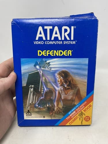 Vintage Atari Video Game Defender w/ Box Manual Inserts Comic & Cartridge CIB