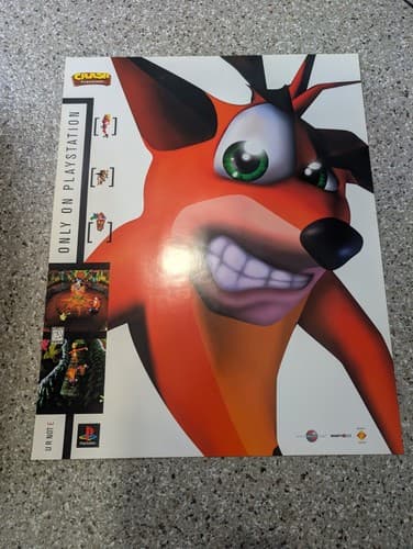 Rare Crash Bandicoot Original PlayStation PS1 Poster - Rare, Nice - 22x28