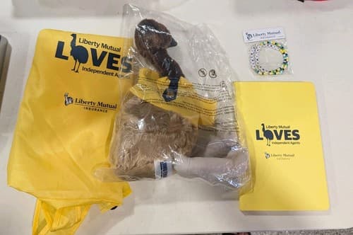 Liberty Mutual Limu Emu 15” Plush Stuffed Animal Toy, Bracelet, Notebook, Bag