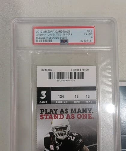 RUSSELL WILSON DEBUT PSA 6 SEAHAWKS 2012 NFL TICKET + 2012 Season Tickets — photo 3
