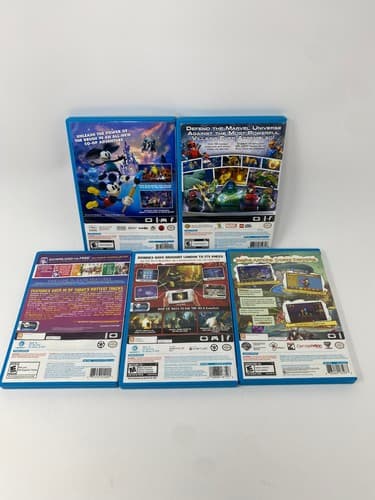 Nintendo Wii U Lot 5 Epic Mickey 2 Scribblenauts ZombieU Just Dance LEGO Marvel — photo 2