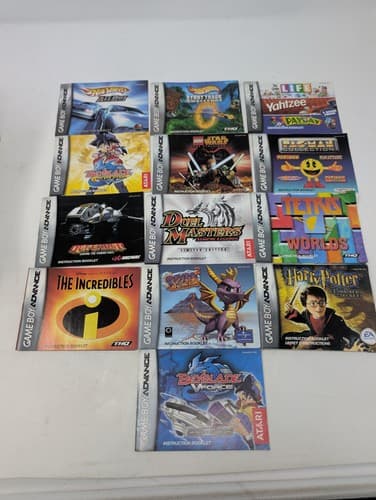 Lot Of 13 Gameboy Advance Manuals - Beyblade, Spyro, Harry Potter, Hot Wheels