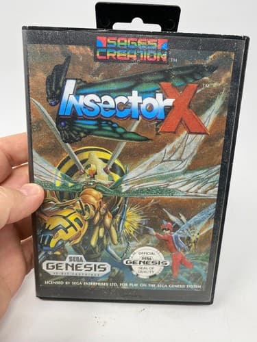 INSECTOR X Sega Genesis 1990 Game Cartridge & Box TESTED WORKING