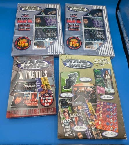 Lot Of 4 90s Star Wars Valentine's Cards Brand New Vintage