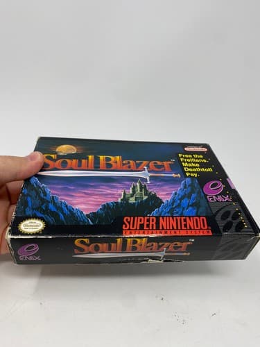 Soul Blazer SNES Complete CIB Complete Game Box Manual Poster Authentic Tested — photo 2