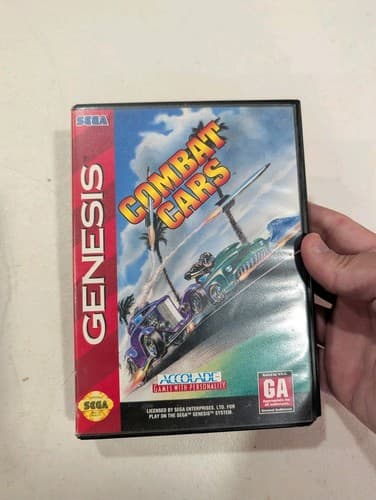 COMBAT CARS SEGA GENESIS GAME CARTRIDGE GAME, Manual, Case Tested 