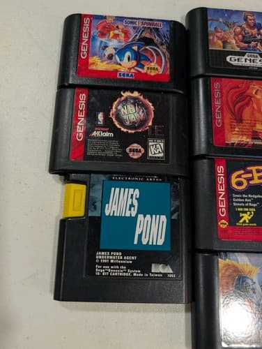Lot Of 10 Sega Genesis Game Carts - Sonic, Pitfall, Lion King, NBA Jam, Pac-man — photo 2
