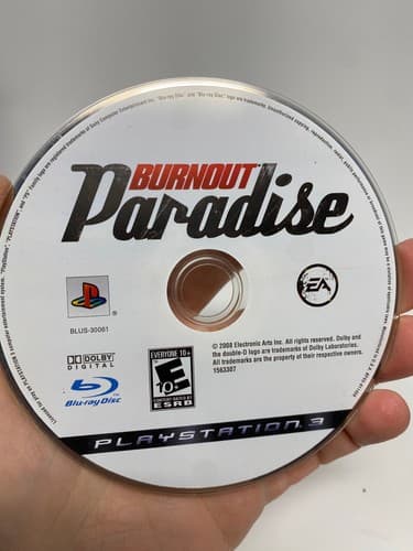 Burnout Paradise PS3 (Sony PlayStation 3, 2008) Disc Only Authentic Tested