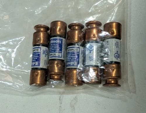 (Lot Of 5) Edison ECNR25 RK5 Fuses, Time Delay, 250VAC