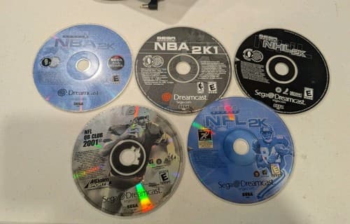 Lot Of 5 Sega Dreamcast Sports Game Discs - NFL NBA NHL 2K 2K1