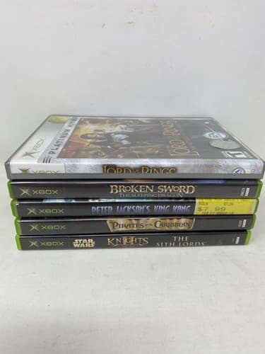 Lot of 5 Microsoft Xbox Games LoTR King Kong Pirates Star Wars Broken Sword