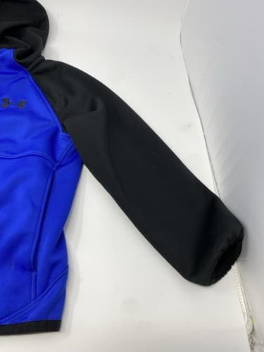 Under Armour Boys Hooded Fleece Lined Windbreaker Jacket Sz Youth 5 Blue — photo 4