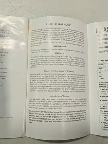 Dungeon Explorer Sega CS Authentic Manual Only Good Condition W/ Reg — photo 6
