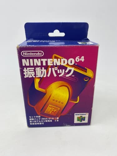 Official Nintendo 64 Rumble Pak Pack *NUS-013* OEM Japan w/box and battery cover