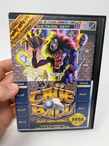 J4 Crüe Ball: Heavy Metal Pinball (Sega Genesis, 1992) CIB Complete Authentic