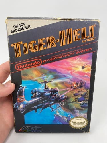 Tiger-Heli NES Nintendo Box & Game No Manual RARE BLACK BOX Oval Seal!