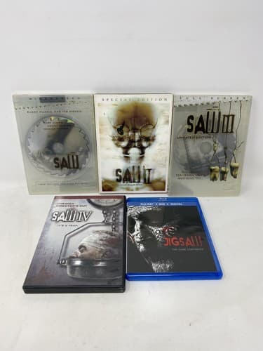 Saw Dvd/blu Ray Lot 1-4 & Jigsaw Some With Slipcoves . Very Good! Ships Fast