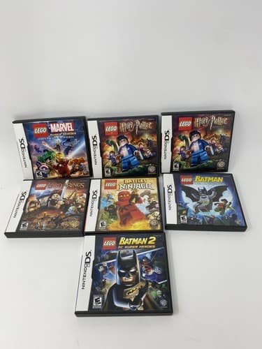 Nintendo DS lot of 7 CASES ONLY LEGO Marvel Harry Potter Batman 2 Ninjago Rings