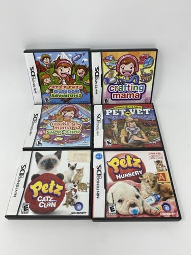 6 AUTHENTIC Nintendo Branded Empty DS Cases ONLY cooking Mama Petz Nursery Vet