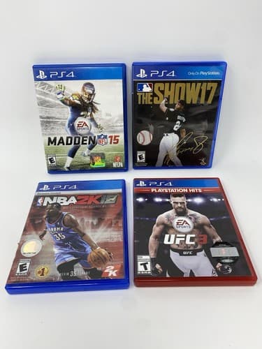 PS4 Sport Games Bundle Lot Of 4 Madden 15 The Show 17 NBA 2k15 UFC 3 Tested