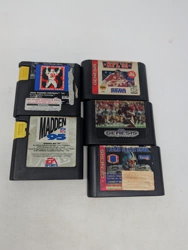 Lot Of 5 Sega Genesis Football Games - Tecmo, NFL