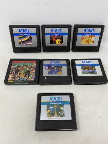 Atari 5200 Lot Of 7 Games PAC Man Breakout Congo Raiders Soccer Football Qix