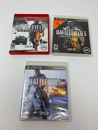 Lot of 3 PS3 Battefield Games: Bad Company 2,Bad Company 3 LE, Battlefield 4 New