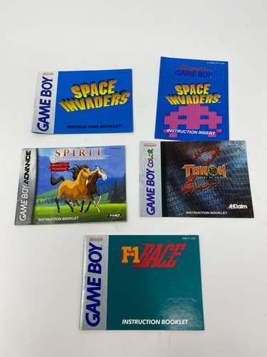 Lot of 5 GameBoy, Gameboy Color & Gameboy Advance Manuals F-1 Space Turok Spirit