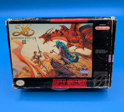 SNES: Ys III Wanderers from Ys III - Super Nintendo, Game, Box, Manual 