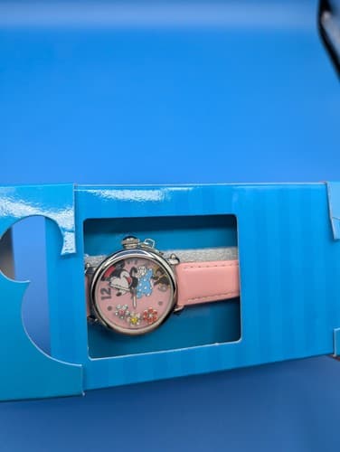 VTG Disney Minnie Mouse Watch Pink Rhinestone Float Flower Character NIB NOS Y2K