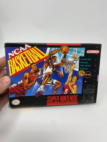 NCAA Basketball Super Nintendo SNES Complete Game, Box & Manual READ