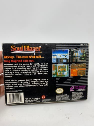 Soul Blazer SNES Complete CIB Complete Game Box Manual Poster Authentic Tested — photo 7