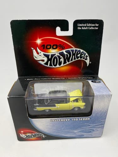 2002 Hot Wheels 100% 1957 Chevy 150 Sedan Black & Yellow S 1:64 #11 NEW