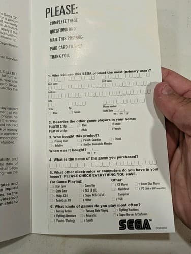 Dungeon Explorer Sega CS Authentic Manual Only Good Condition W/ Reg — photo 7