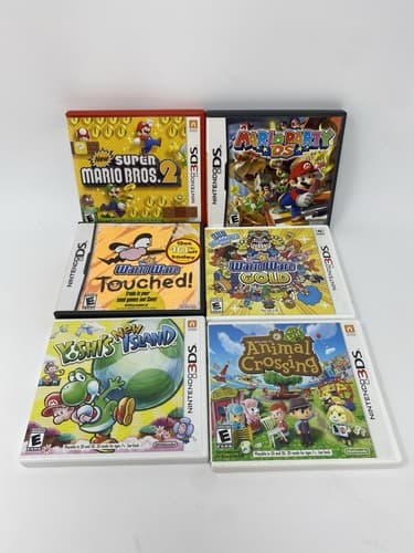 Nintendo 3/DS Lot 6 CASES ONLY Mario Bros Party WarioWare Yoshi Animal Crossing