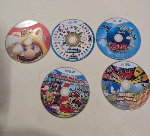 Lot Of 5 Wii U Game Disc Only - Read - Mario, Zelda Sonic