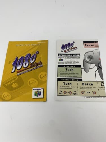 1080 Ten Eighty Snowboarding N64 Nintendo 64 Instruction Manual and Game Card
