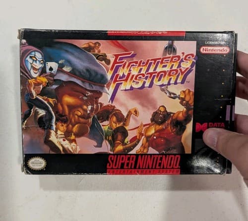Fighter's History (SNES Game) Game W/ Box & Rough Manual, Rental, Tested