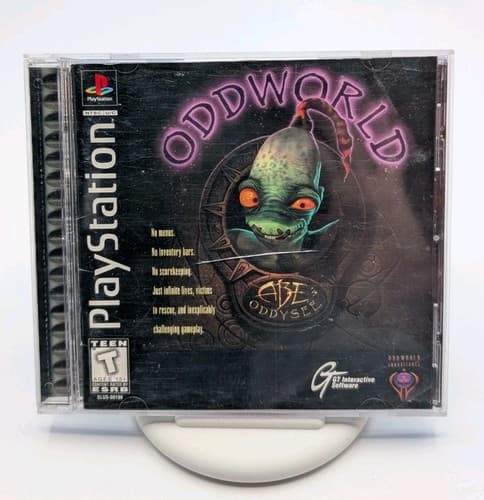 Oddworld Abe's Oddysee PS1 Black Label CIB Complete Tested W/ Reg Card
