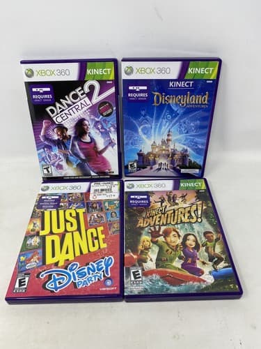 Xbox 360 Lot Of 4 Kinect game Disneyland Dance Central 2 Just Dance Ships Fast