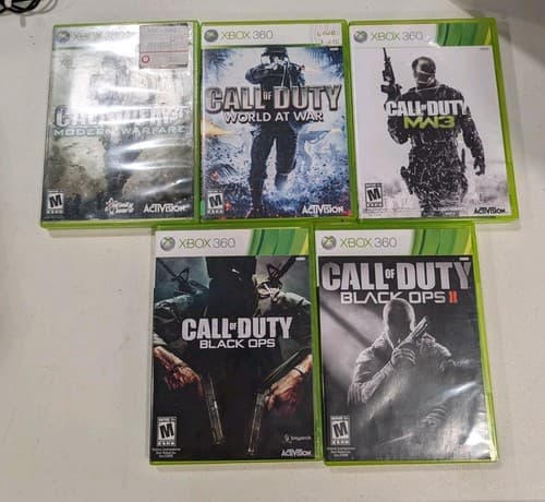 Lot Of 5 Call Of Duty Xbox 360 Game Cases, Some Manuals, No Games - Black...