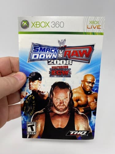 WWE Smackdown vs Raw 2008 - Xbox 360 - Manual ONLY No game included