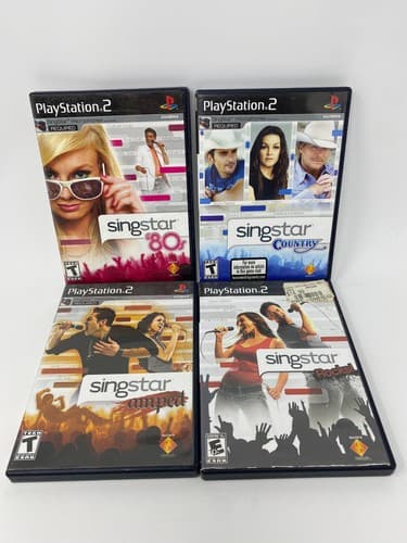 Lot Of 4 Sony Playstation 2 PS2 Singstar Games 80s Country Amped Rocks! CIB